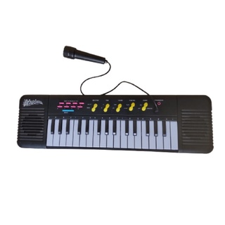 Teclado Piano Musical Elétrico Infantil Preto Com Microfone - 32 Teclas Karaoke Resistente Educativo Divertido Para Menino e Menina Crianças