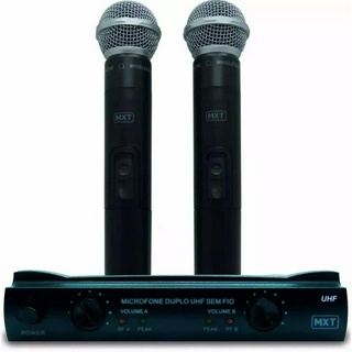 Microfone Sem Fio Profissional Duplo Uhf-302 Com Case Mxt