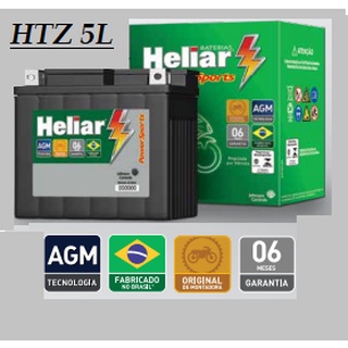 Bateria Moto Heliar HTZ5L 125 Cg Titan Fan Biz Nxr Bros