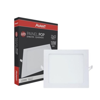 Painel Embutir 18w Plafon Led Quadrado 22x22cm Branco Frio 6500k Gesso PVC Avant (1)