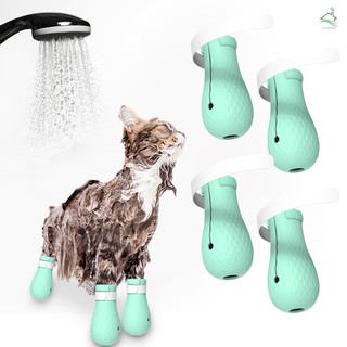 4 Pçs / Conjunto Sapato De Silicone Anti-Arranhão Ajustável Para Animais De Estimação / Banho / Gato