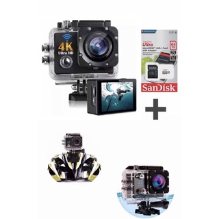 Câmera Filmadora Sport 4k Ultra Hd Estilo Gopro + Cartão de Memória Ultra 64GB