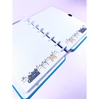 Refil GRANDE para caderno de discos tipo inteligente, estampa Cutie Cat gatinhos, cachorrinhos e flores (4)