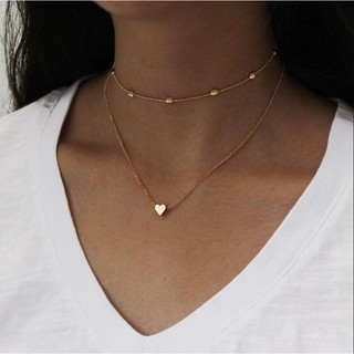 kilii women peach heart multilayer collarbone necklace