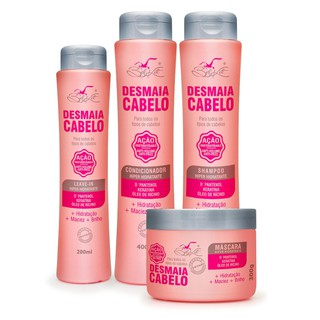 Kit Desmaia cabelo Belkit 4 produtos - Shampoo, Condicionador, Máscara, Leavi- In