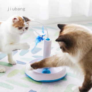 Jiubang 1 Pc Brinquedo Do Gato Modelo De Brinquedo Interativo Giratório Interativo Incluem Gato Pena