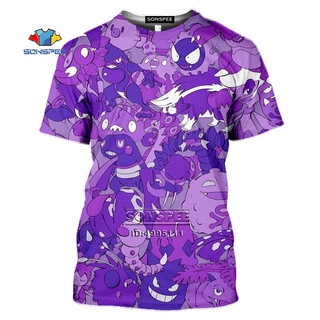 2021SONSPEE Gengar Men's T-shirt 3D Print Anime Pokemon Tshirt Women Gothic Casual Summer Hip Hop Shirt Oversized Tops Streetwear
