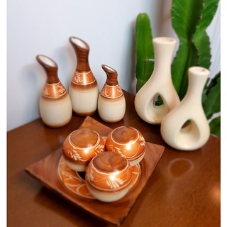Conjunto Enfeite Para Casa Quarto Sala - Centro Mesa Vasos Decorativo De Cerâmica - 7 Peças (9)