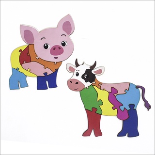 Quebra-Cabeças 2Un Personalizado Porco E Vaca 17 Peças