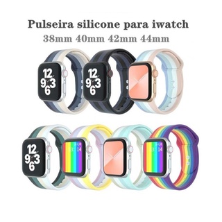 Pulseira Rainbow - Arco-íris Silicone Apple Watch, Iwo Smartwatch 38-40mm，42/44mm