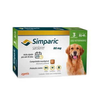 Simparic 80 mg 20 a 40kg c/3 Comp. Original com Nota Fiscal