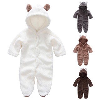Roupas De Bebê Inverno Flanela Menino Dos Desenhos Animados Animal 3D Ouvido Urso Romper Macacão Quentes Recém-Nascidos Infantil (6)