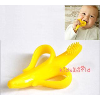 ❥ ∂ -Moda Bebê Borracha De Silicone Suave Banana Mordedor Brinquedo Escovar