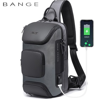 Bange Men 3D Sling Bags Crossbody Bag Com Porta De Carregamento Usb À Prova D 'Água
