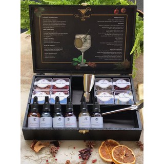 Kit Gin Tônica Box Maleta Caixa Especiarias Drinks Presente Natal Luxo Promoção