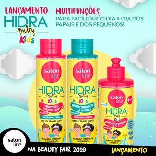 Kit Infantil Hidra Multy Kids Shampoo + Condicionador + Creme Salon Line