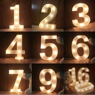 Luminaria de LED decorativo Abajur Numero Branco Quente 22cm 1 2 3 4 5 6 7 8 9 0