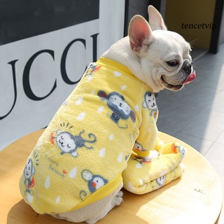 Vip Traje Cão Dos Desenhos Animados Impressão De Apoio Em Torno Do Pescoço Vestuário Inverno Quente Pet Pijama Blusa Para Filhote De Cachorro (2)