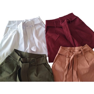 Shorts feminino social cinto de laço bengaline - shorts cintura alta