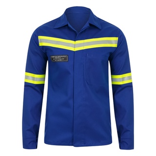 Camisa NR 10 Eletricista Anti-Chama Cinza ou Azul Royal Com Refletivo P ao EXG CA 33451 (2)
