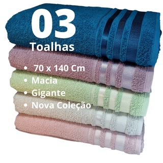 kit 03 Toalhas de Banho Soft Grande Macia Toalha Edição Limitada 100% Algodão Marcelha Laune Haus