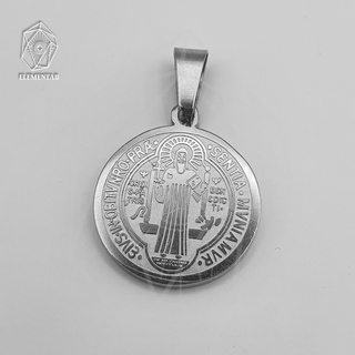 Pingente Medalha de São Bento Prata Pequena - Aço Inoxidável
