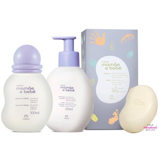 Natura Mamãe e Bebê Linha Relaxante Colônia Hidratante Caixa de Sabonetes Lilás Roxo Baby Infantil Perfume (1)