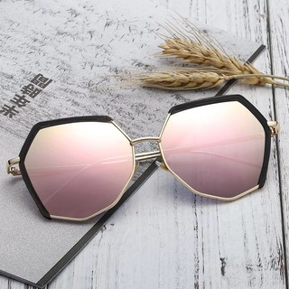 Óculos de Sol Poligonal com Lente Preta/Prata/Rosa/Verde Unissex / Óculos Escuros para Dirigir Fashion (5)