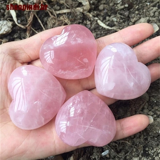 Shenpindi 1pç Gemst De Cristal Rosa Em Formato De Coração De Quartzo Natural