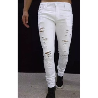 Calça Masculina Jeans Sarja Skinny Slim Rasgada Destroyed Pronta Entrega Lançamento 2021