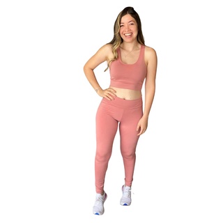 Conjunto Fit Fitness Feminino Roupa De Academia Estilosa - Rose Top + legging