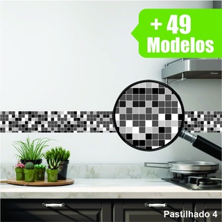 Pastilha Adesivo Azulejo faixas para cozinha e banheiro Vários Modelos
