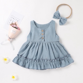 Conjunto Vestido Sem Manga Calcinha Bebê Menina Azul (2)