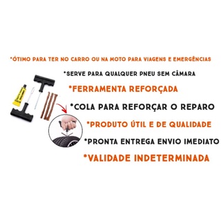Kit Conserto E Reparo De Pneus Completo carro e moto Remendo Macarrão chaves cola kit remendo de pneu (6)