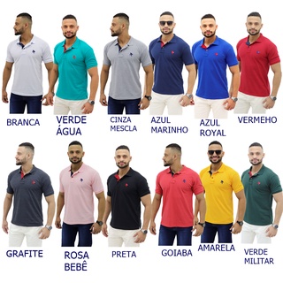 kit 04 camisa polo masculina p m g gg original coloridas na promoção (8)