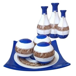 Conjunto Enfeite Para Casa Quarto Sala - Centro Mesa Vasos Decorativo De Cerâmica - 7 Peças (5)