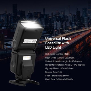 Universal Flash Speedlite Gn40 Ajustável Led Fill Light On-Camera Flash Com Suporte De Substituição Para (5)