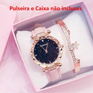 【Pulseira e Caixa não inclusas】Relógio Feminino de Pulso de Quartzo com Mostrador Céu Estrelado Strass Diamante (1)