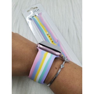 Pulseira Rainbow- Arco Iris Algodão-doce Silicone Apple Watch Smartwatch 38/40, 42/44