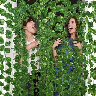 1 Cordão 2M Artificial Verde Folha De Ivy Vine Creeper Pendurado Plantas / Decorativa