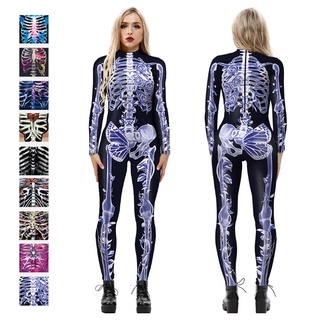 Ca-Vestido Feminino Com Esqueleto / Halloween / Fantasia / Bodycon