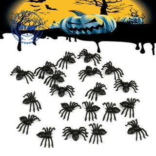 50 Pcsfake Pouco Aranha Negra Luminosa Halloween Ornamentos Festa Mini Plás K3I2 (1)