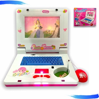 Notebook Para Criança Brincar Laptop Infantil Princesa rosa musical