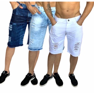 Kit C/ 03 Bermudas Jeans Masculina 2020 Verão