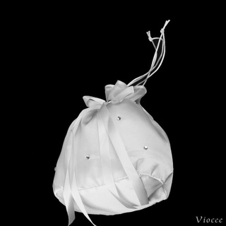 Bridal Wedding White Pearl Satin Pouch Dolly Flower Bag Handbag Wedding Gifts (1)