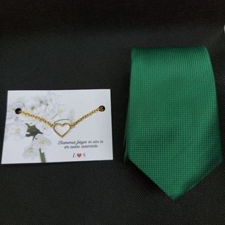 kit Gravata para padrinho com pulseira para madrinha verde bandeira para casamento