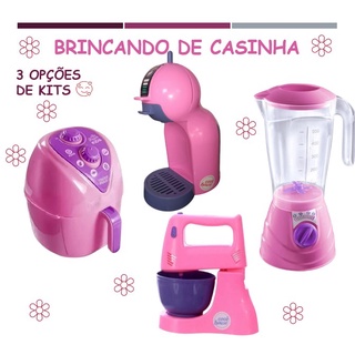 Kit Cozinha De Brinquedo Airfryer Liquidificador Batedeira Cafeteira 3 Opções de Kit