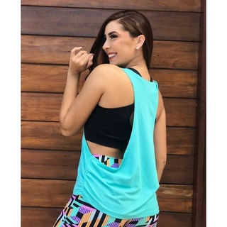 Regata Dry Fit Feminina Academia Camiseta Cavada fitness detalhe lateral