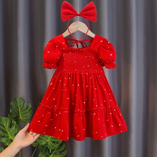 Wfrv Short Sleeves Baby Polkadot Princess Dress (1)