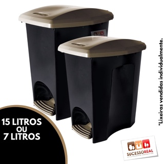 Cesto para Lixo Lixeira com Pedal EcoBlack 07 ou 15 Litros para Banheiro, Cozinha e Lavanderia Plasútil (1)